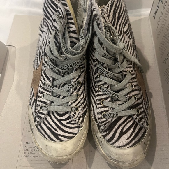 Golden Goose Zebra Print Sneakers with Gray Laces - Picture 8 of 12